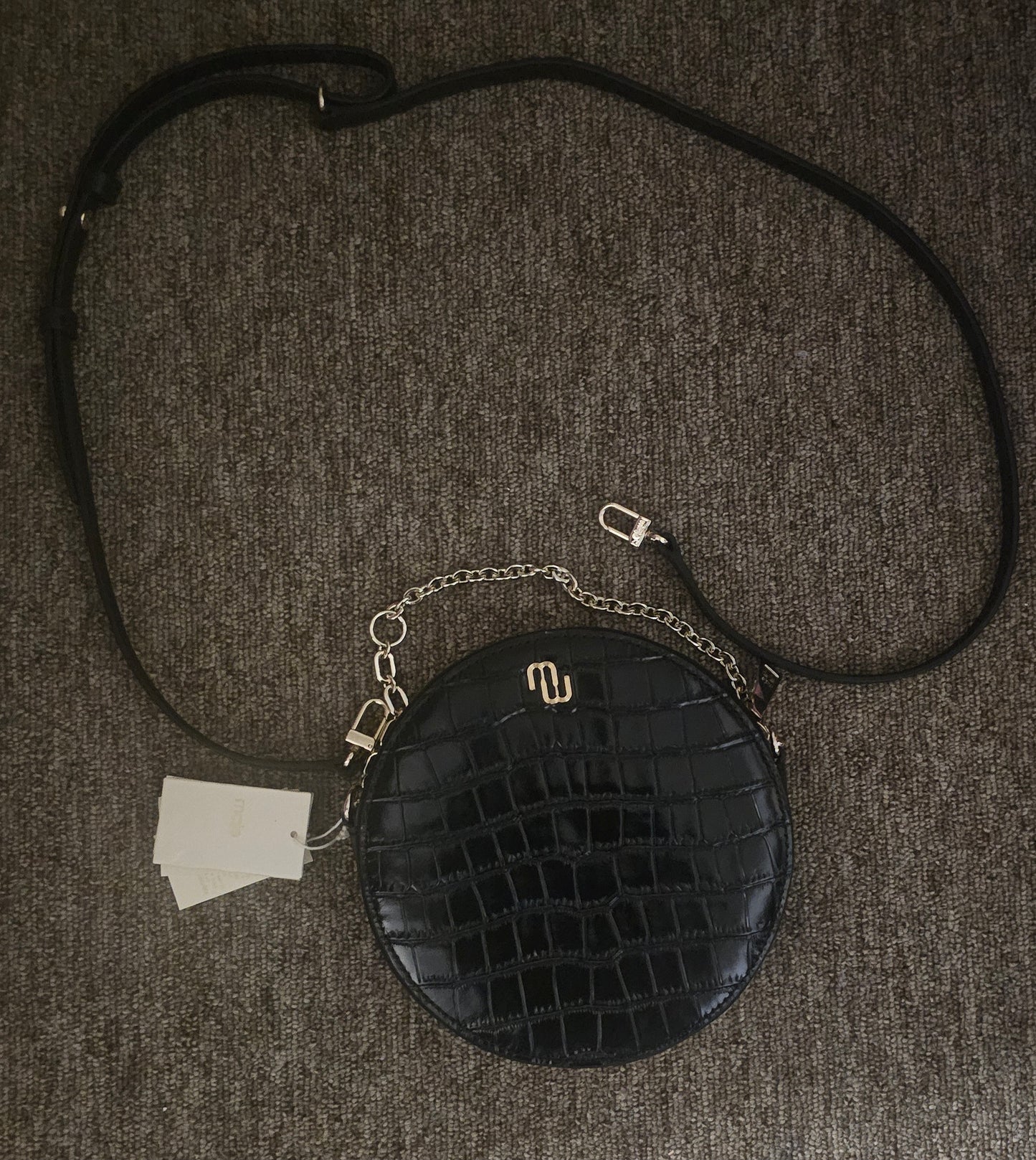 Maje croc embossed shoulder black purse