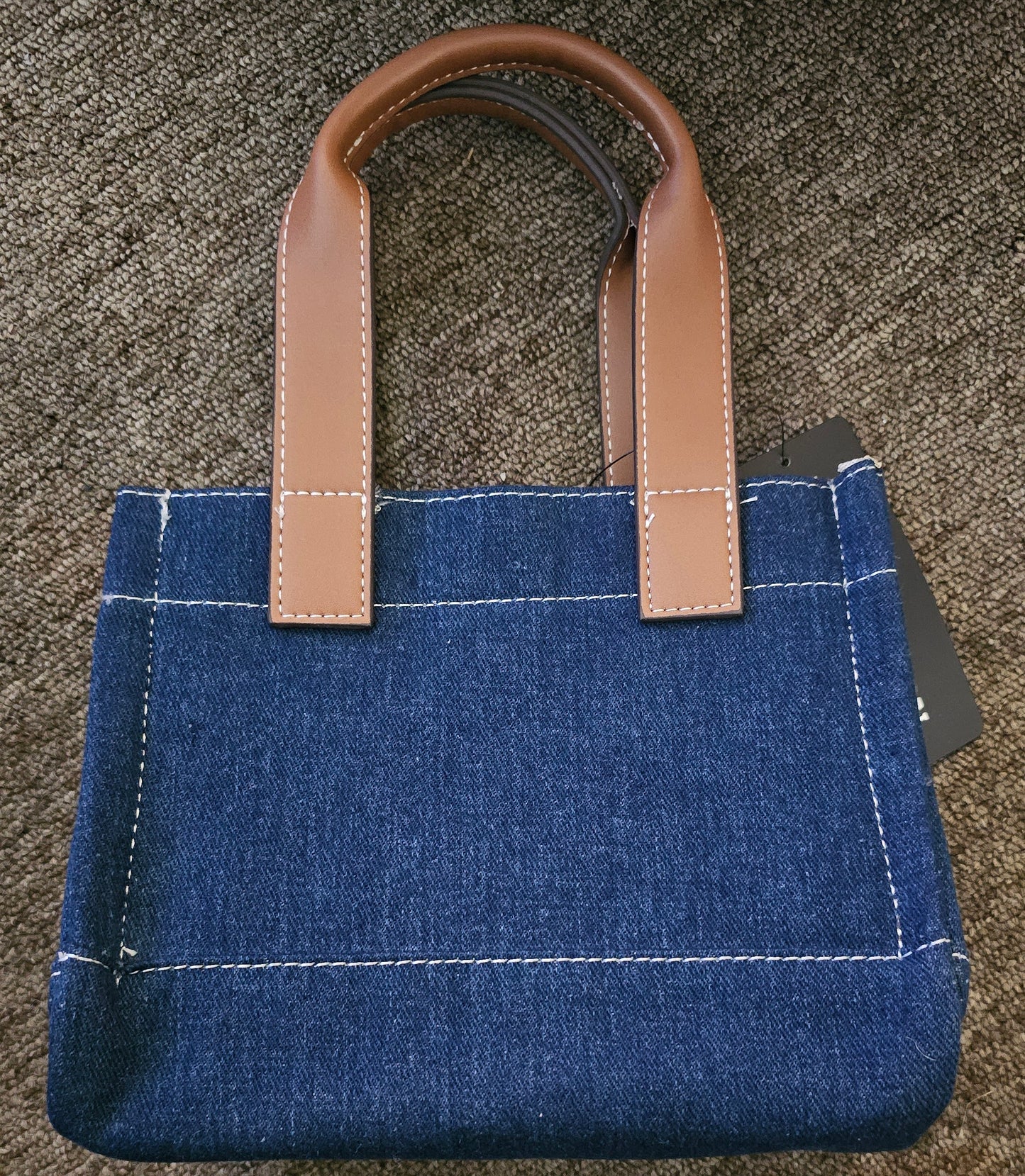 True Religion TR Mini Denim Tote Bag Purse Crossbody Dark Denim