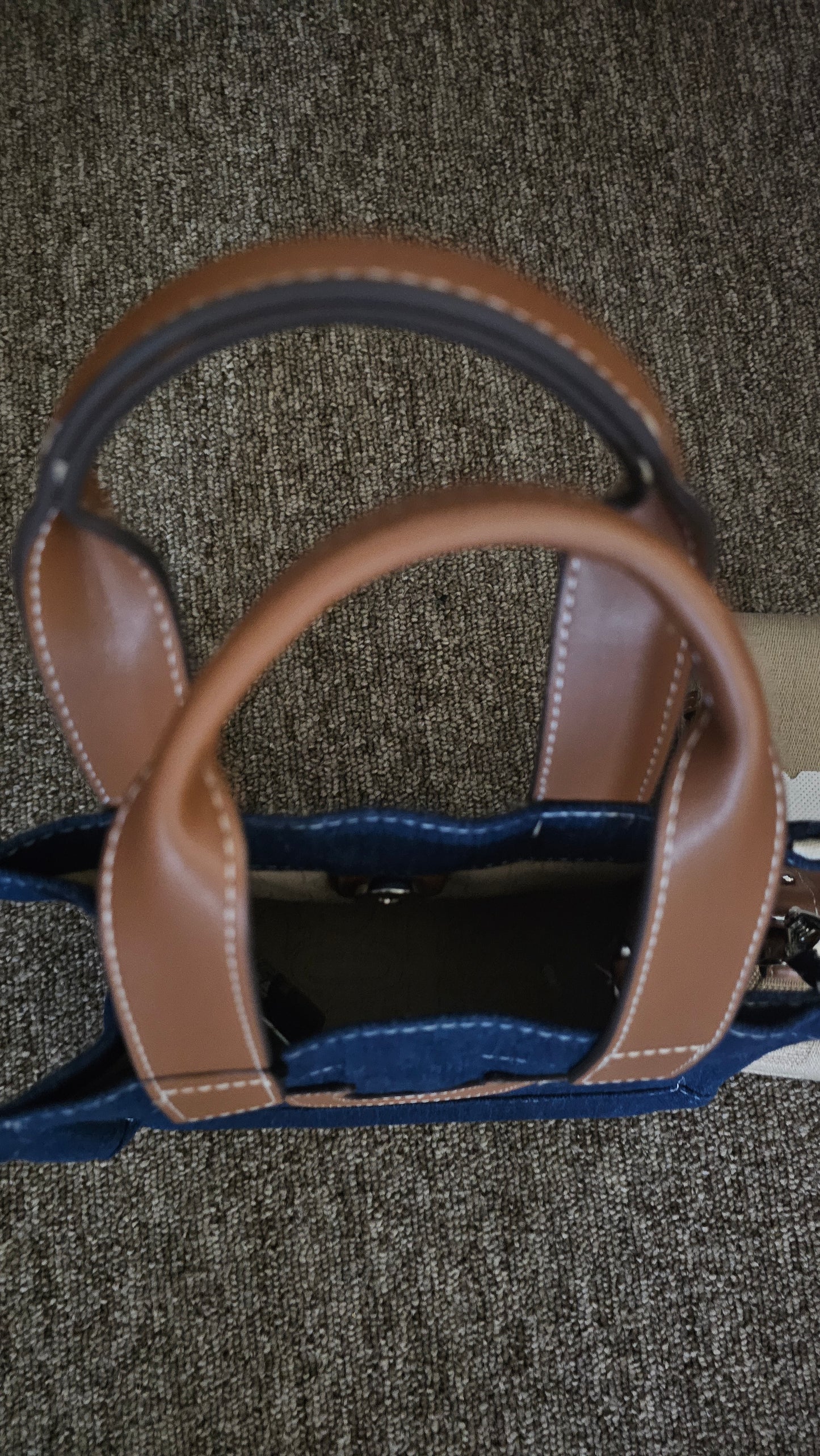 True Religion TR Mini Denim Tote Bag Purse Crossbody Dark Denim
