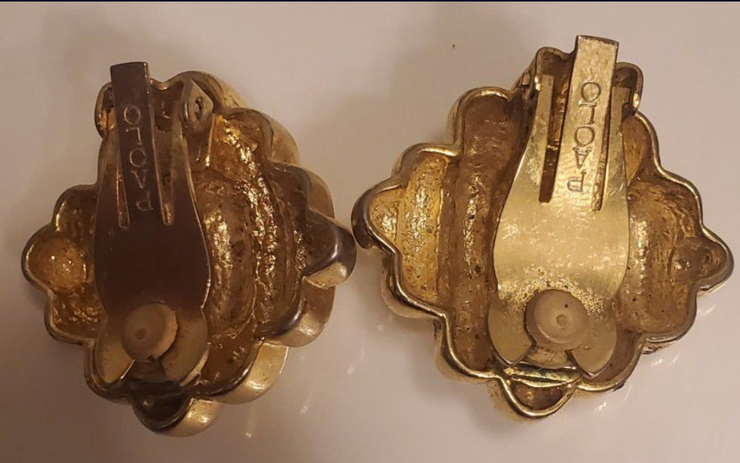 Vintage Paolo Gucci Gold Tone Clip-On Croissant Earrings
