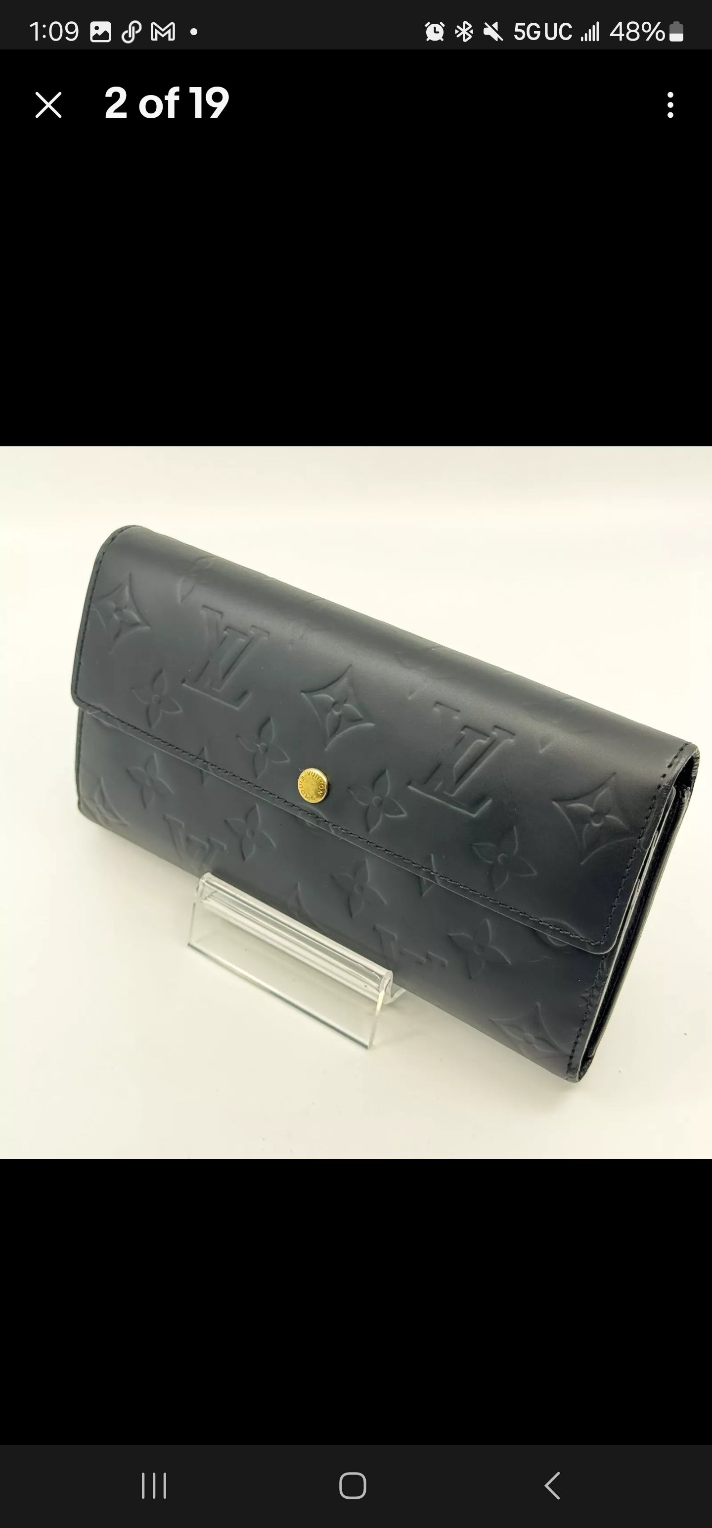LOUIS VUITTON Monogram Mat Portefeuille Sarah Wallet LV Black Auth