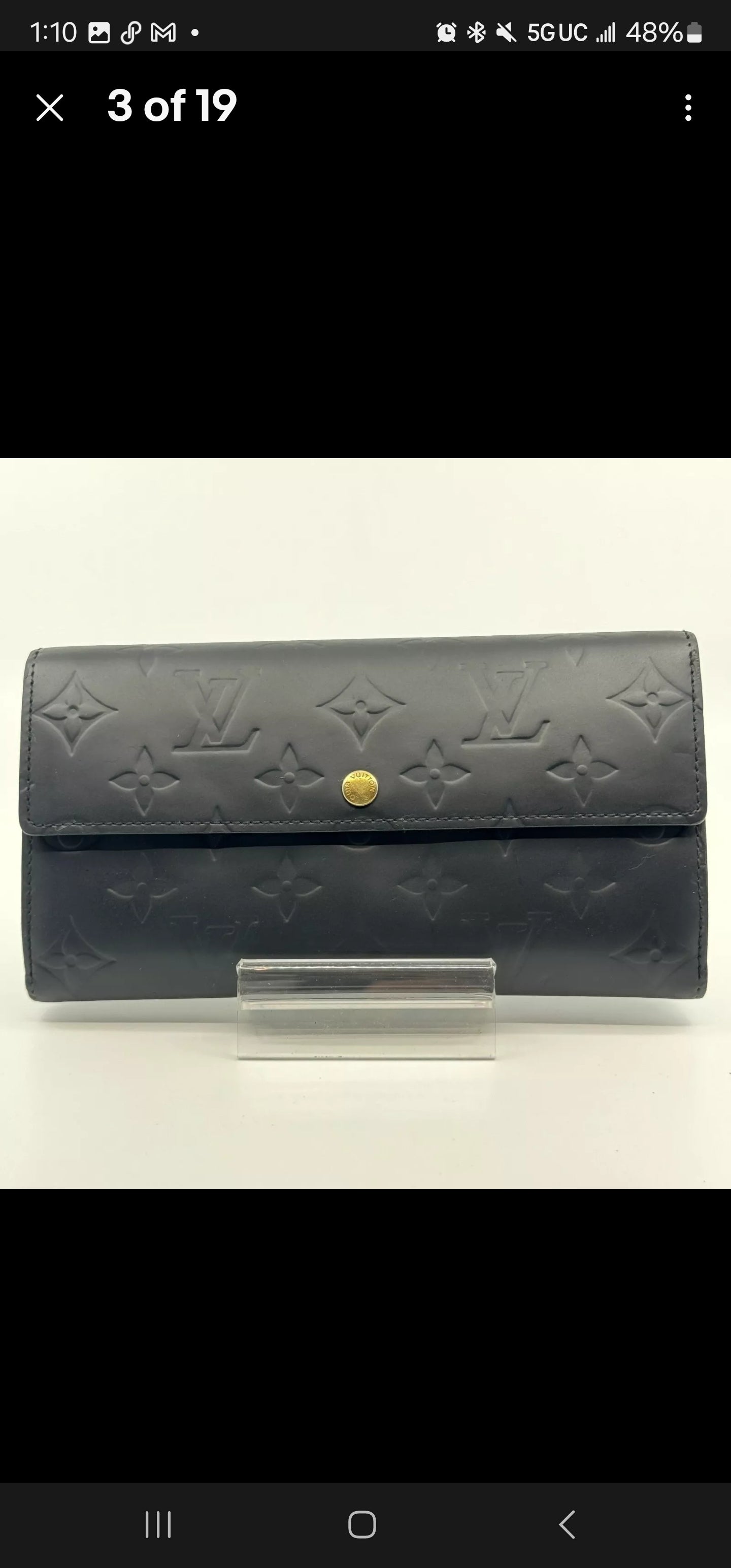 LOUIS VUITTON Monogram Mat Portefeuille Sarah Wallet LV Black Auth