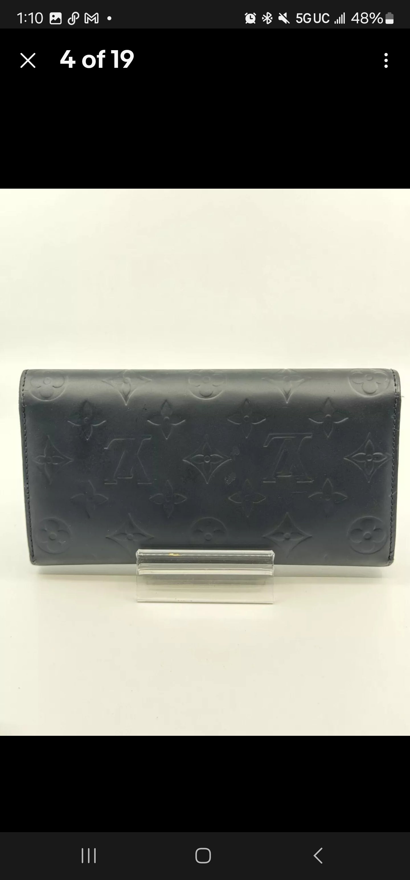 LOUIS VUITTON Monogram Mat Portefeuille Sarah Wallet LV Black Auth