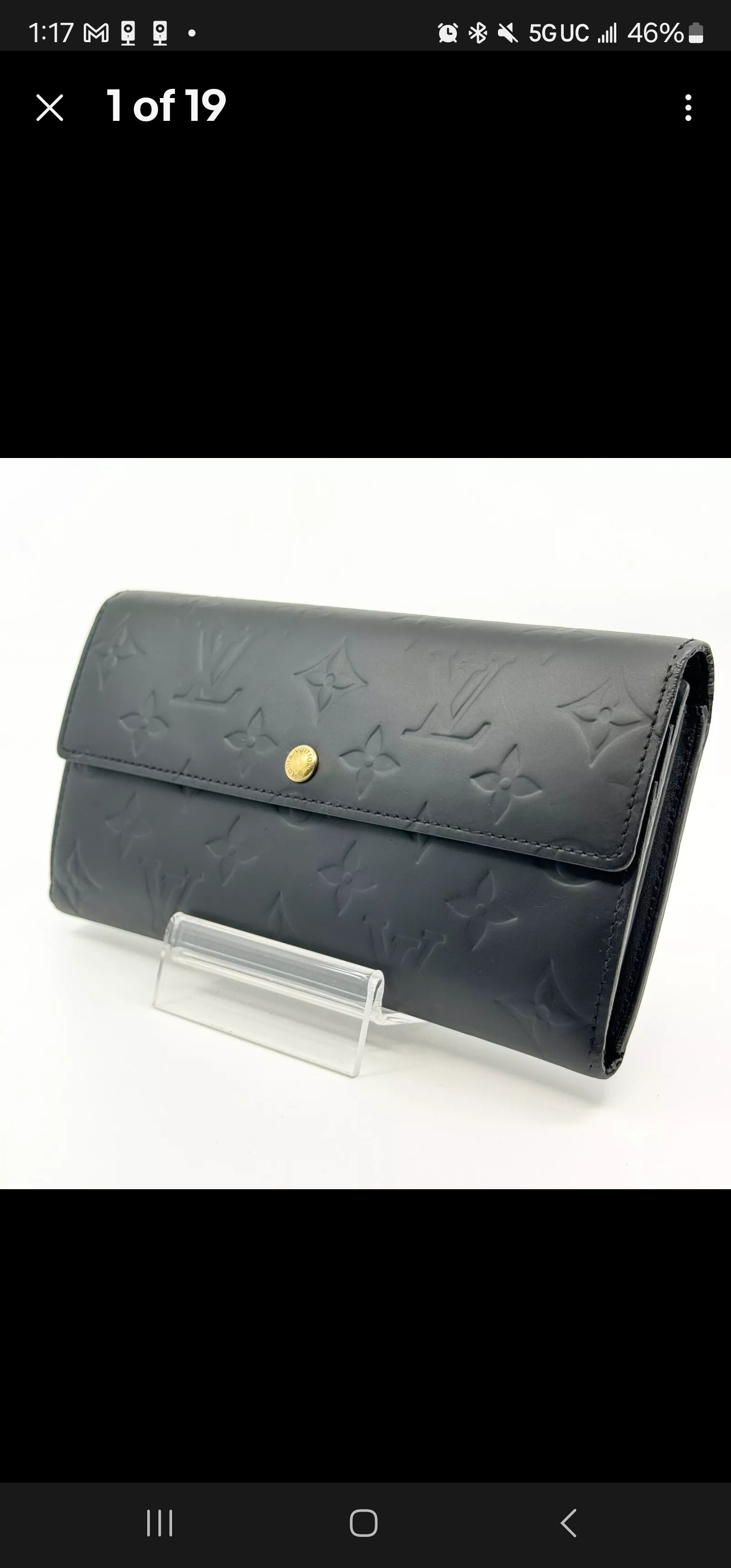 LOUIS VUITTON Monogram Mat Portefeuille Sarah Wallet LV Black Auth
