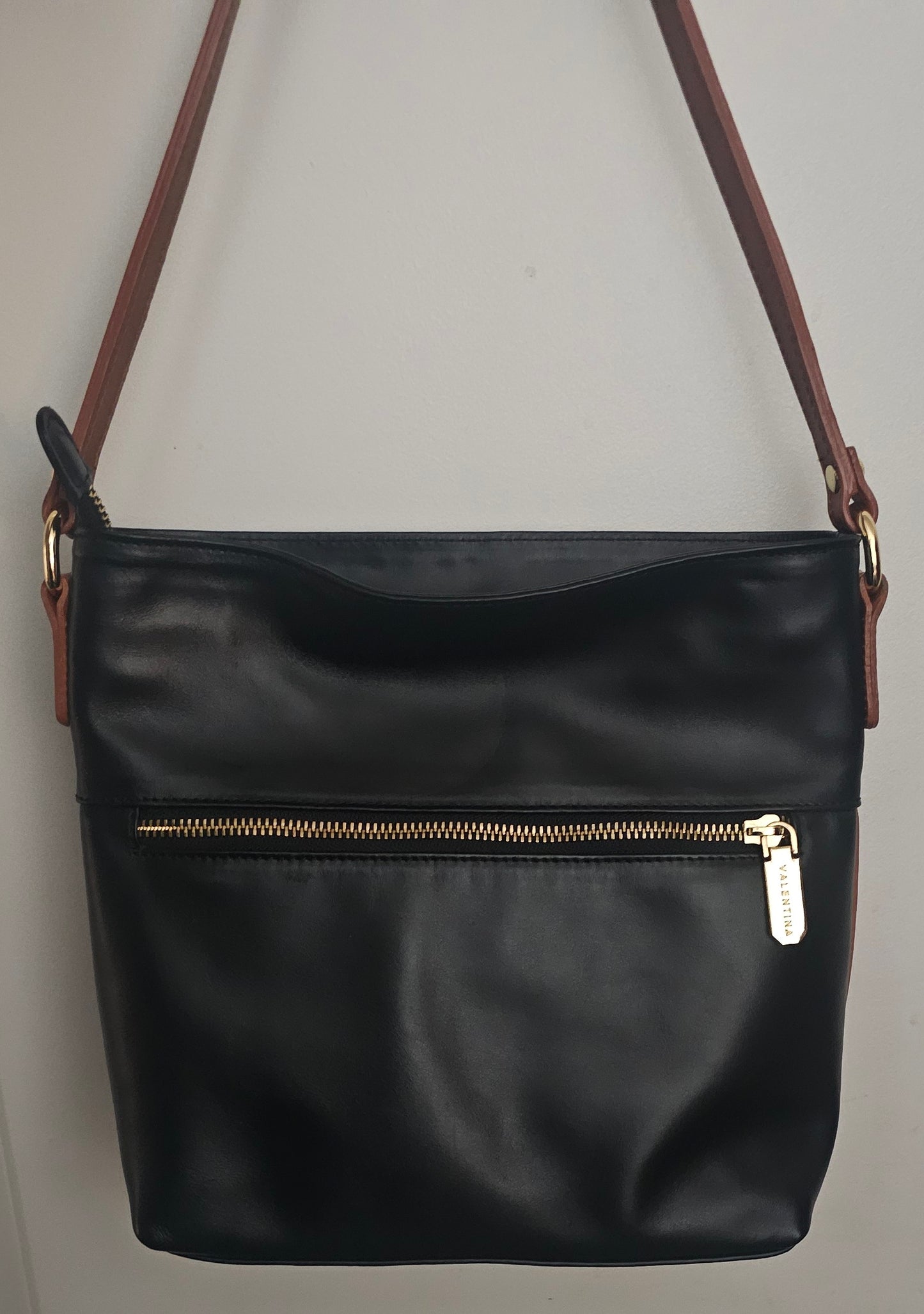 Valentina smooth leather shoulder tote