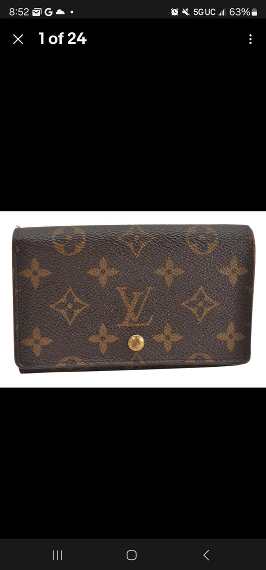 Auth Louis Vuitton Monogram Porte Monnaie Billets Tresor Wallet